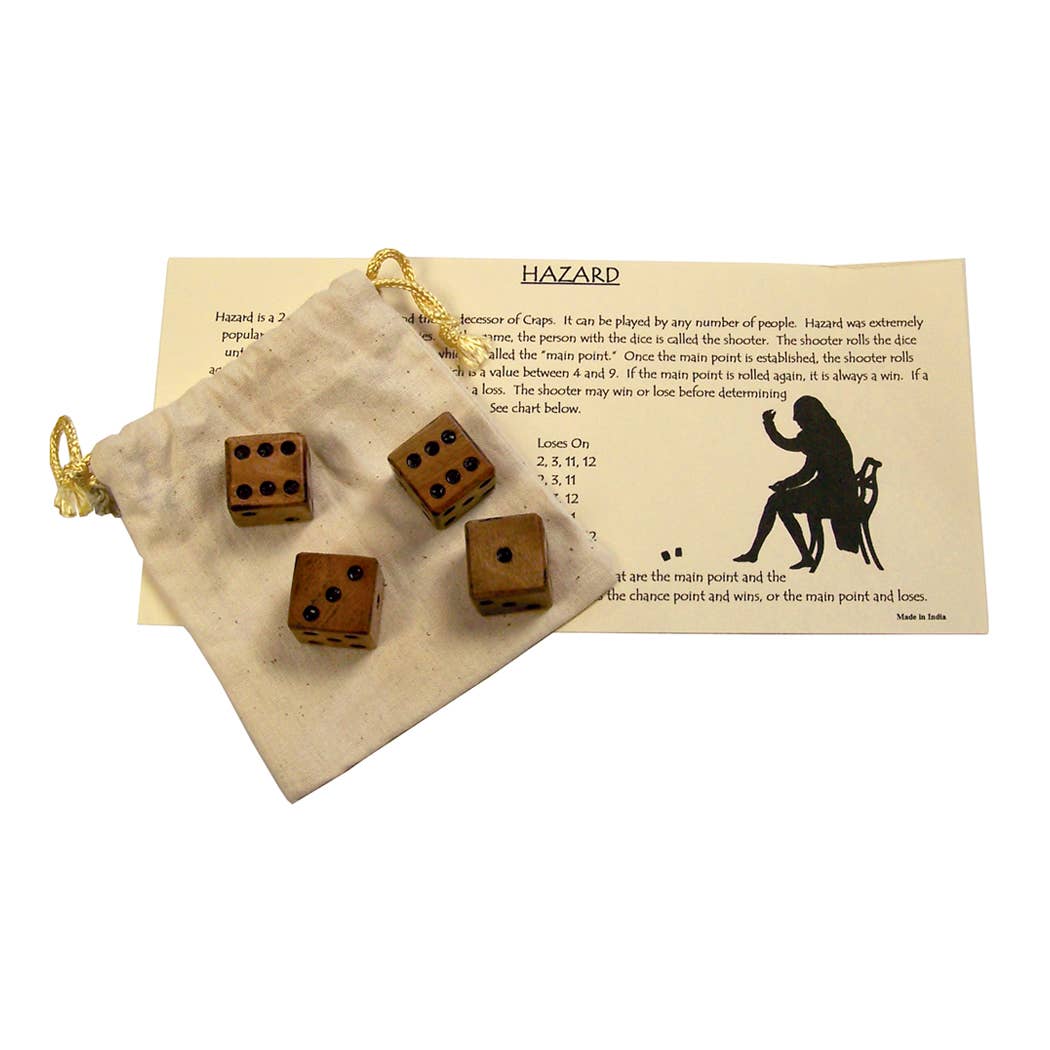 Antique Vintage Style Hazard Dice Game in Cloth Bag | Games