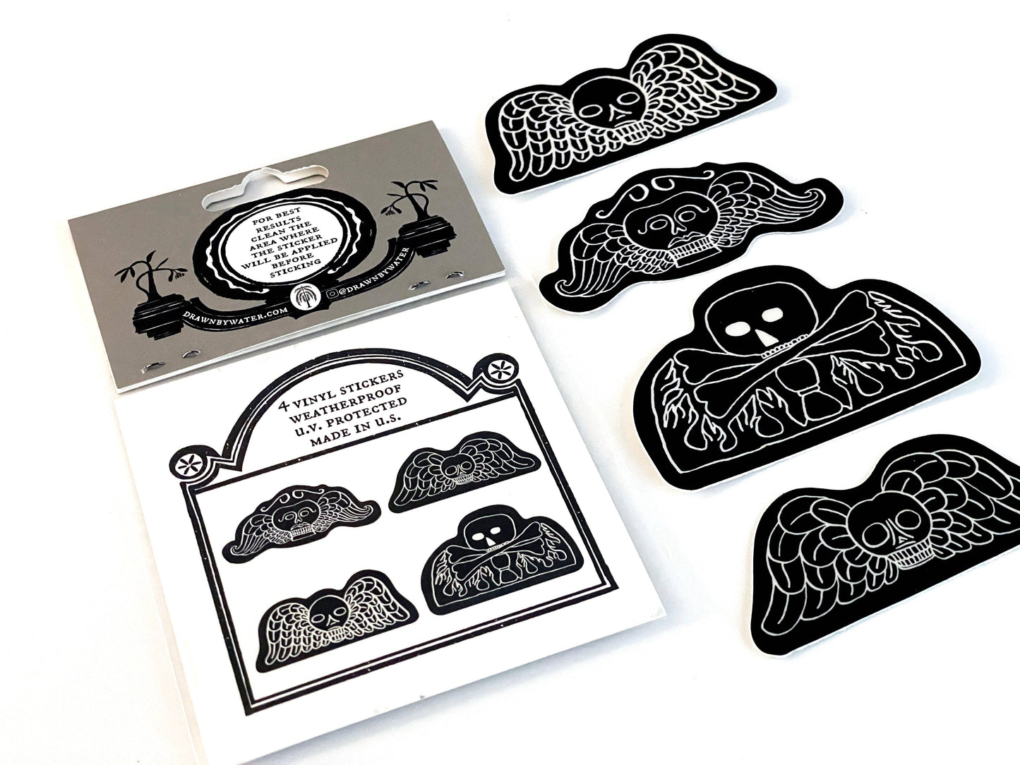 Momento Mori Deaths Head Vinyl Sticker- Set of 4