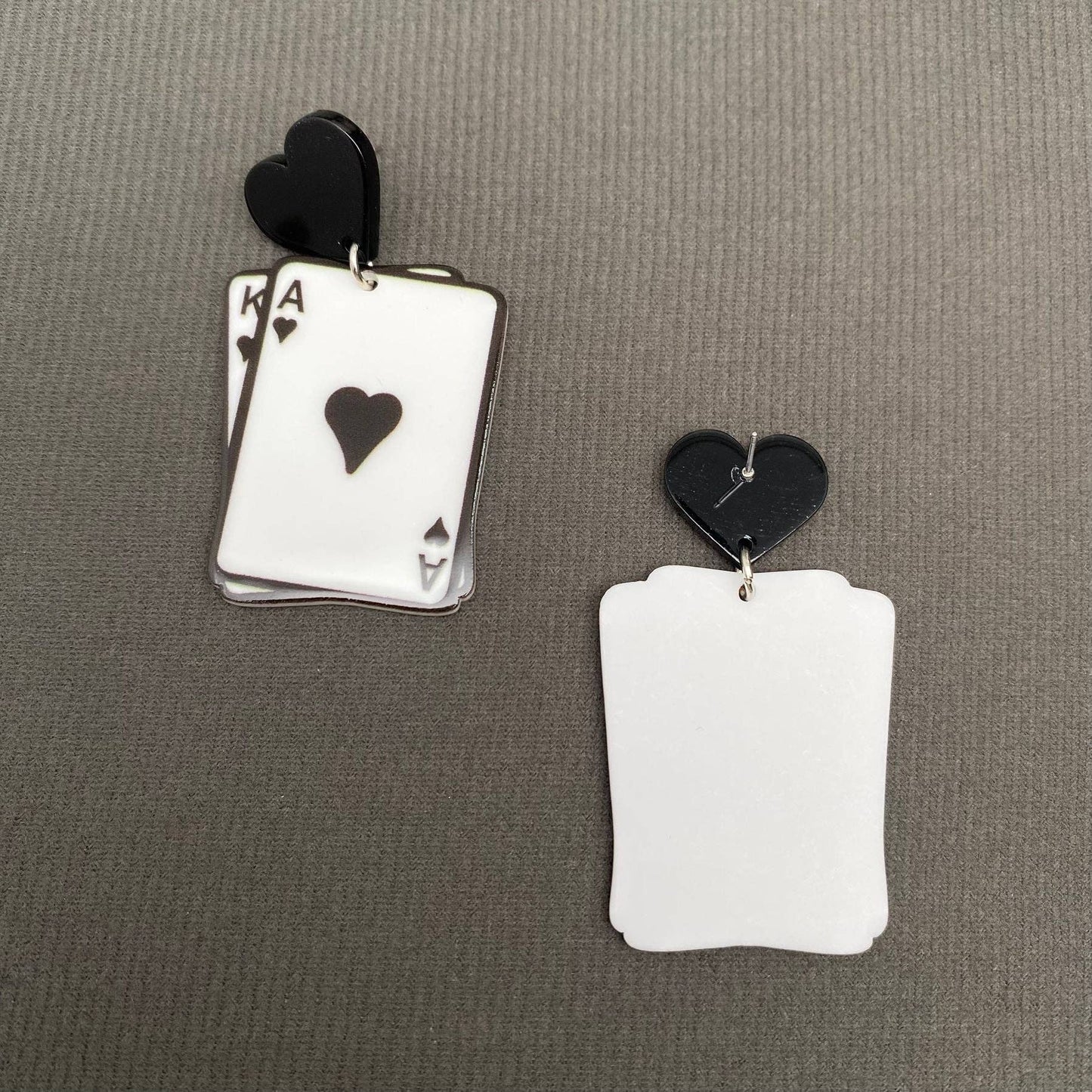 Acrylic Blackjack Heart Post Earrings