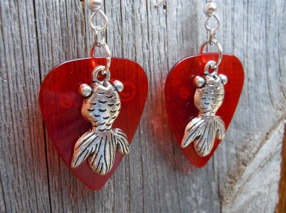 Goldfish Charm Guitar Pick Earrings