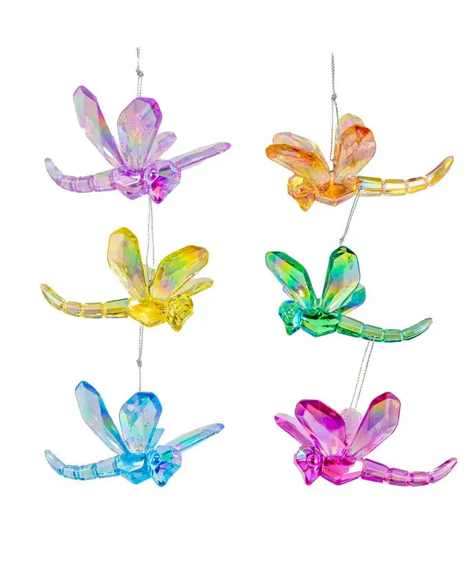 2" Acrylic Colorful Dragonfly Ornament 6 Assorted
