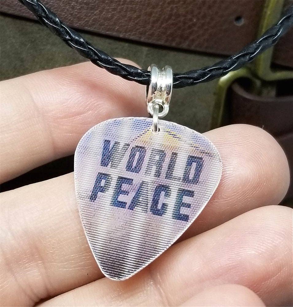Peace Holographic Guitar Pick Necklace