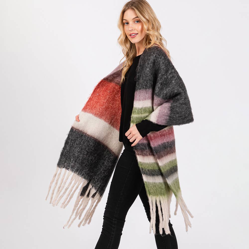 Brushed Multi Color Stripe Scarf