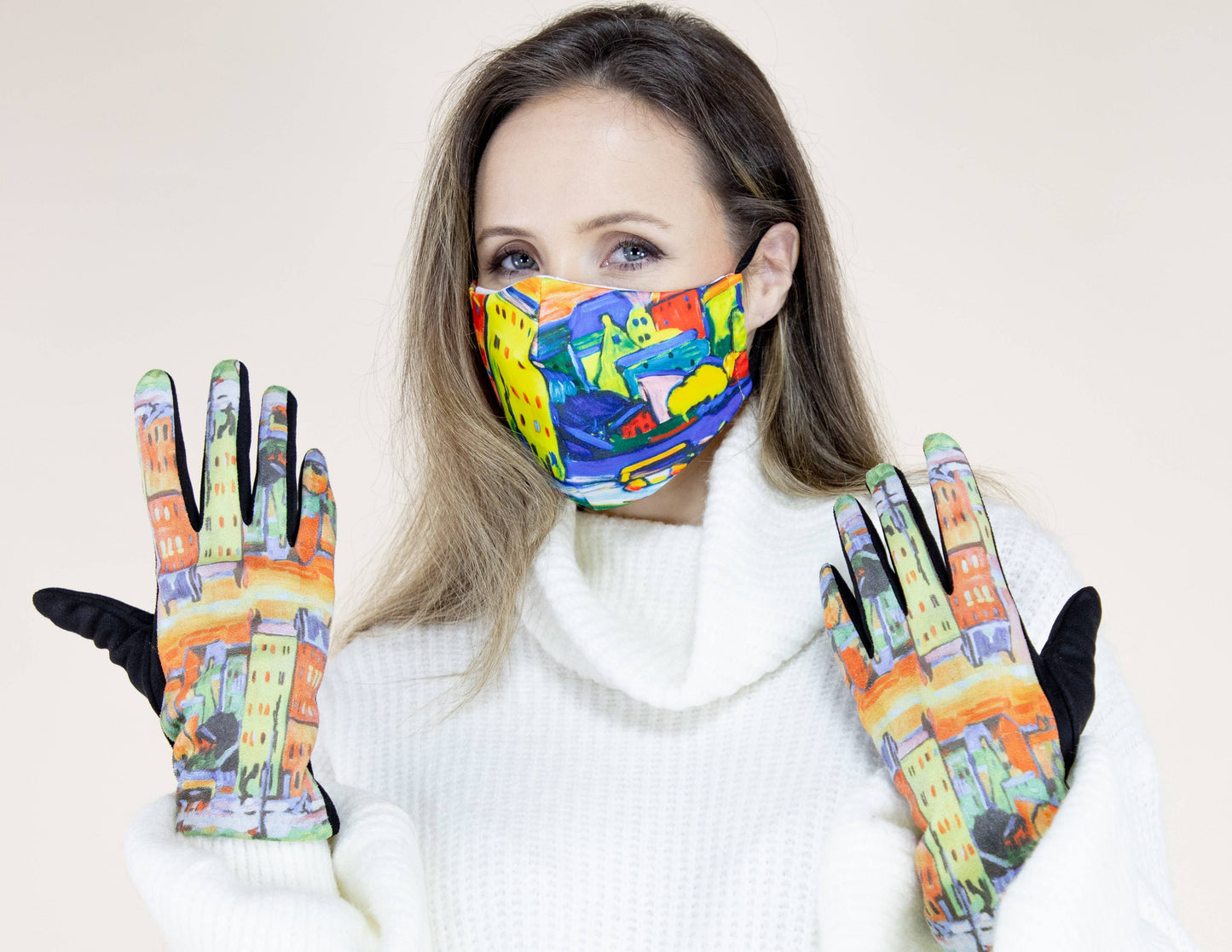 Vibrant Apartment Buildings Gloves (TS)