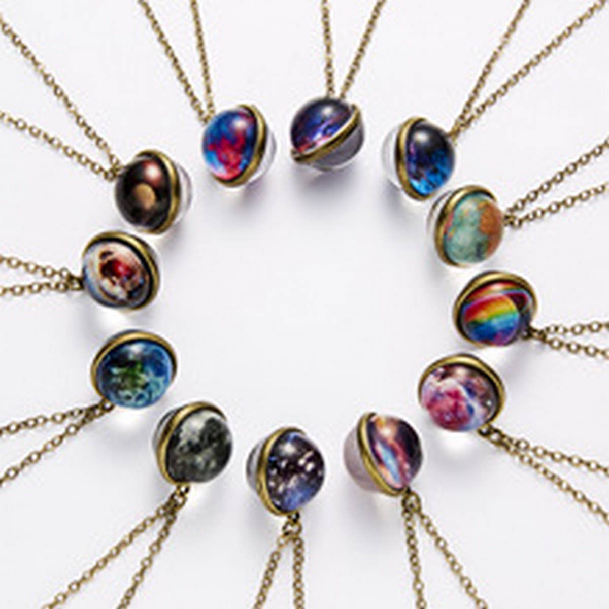 Double sided universe starry night necklace