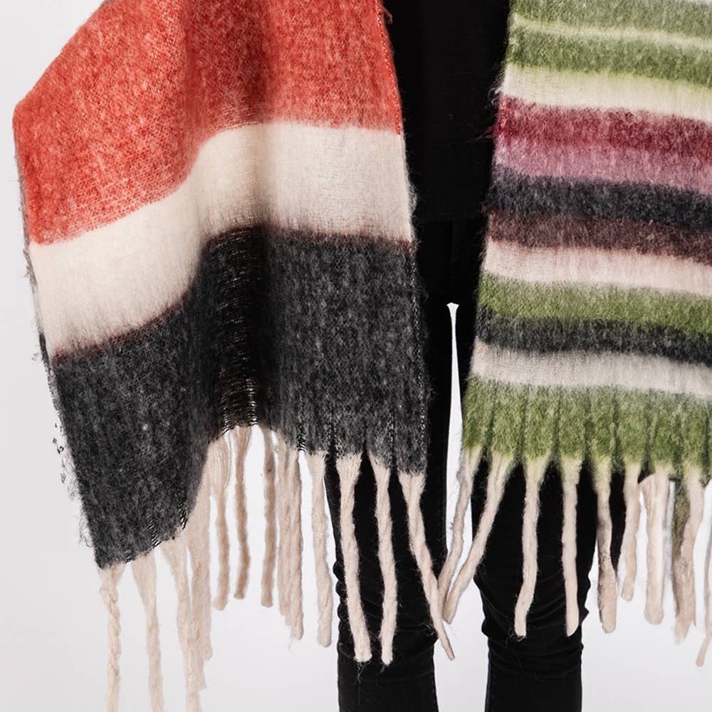 Brushed Multi Color Stripe Scarf