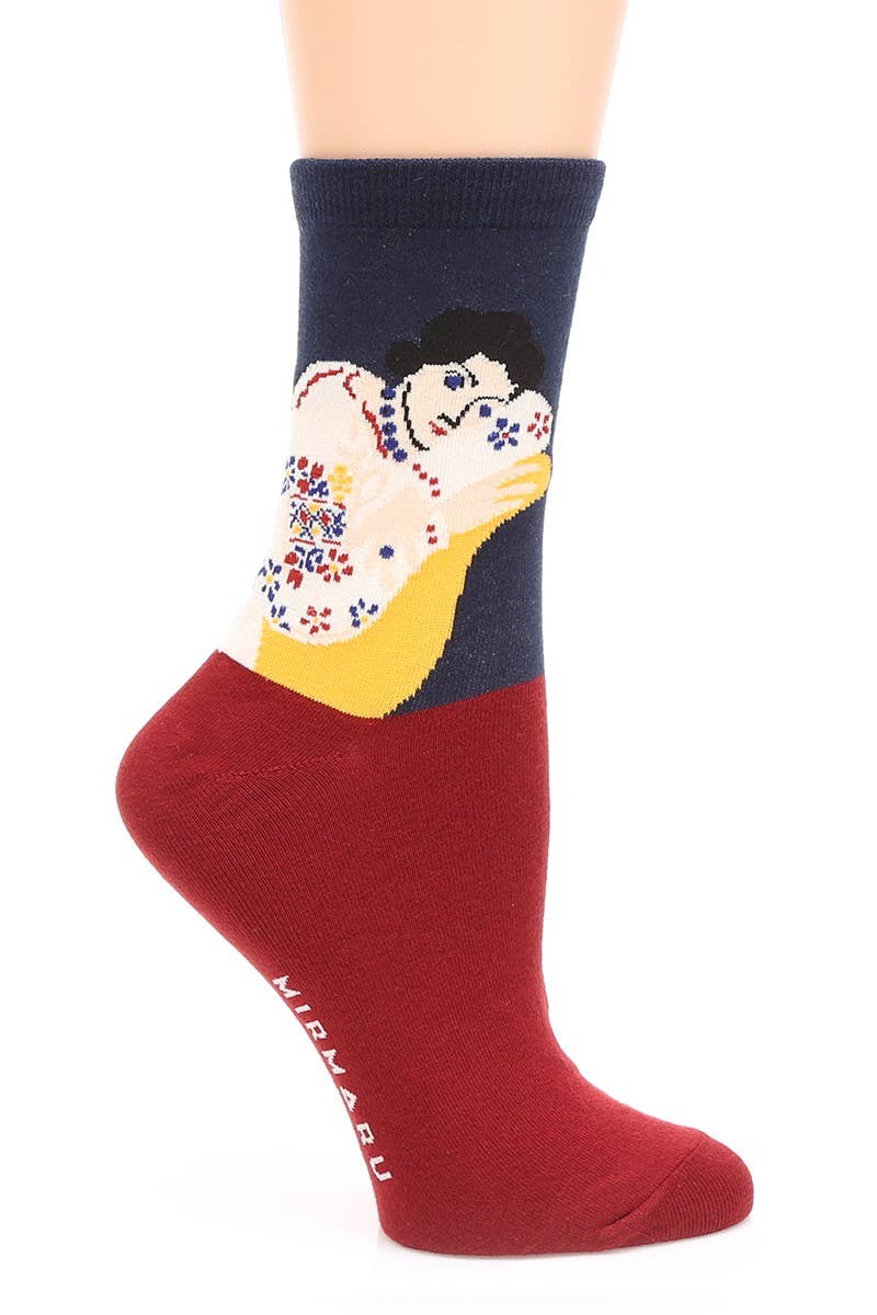 Women's Painting Cotton Blend Crew Socks.