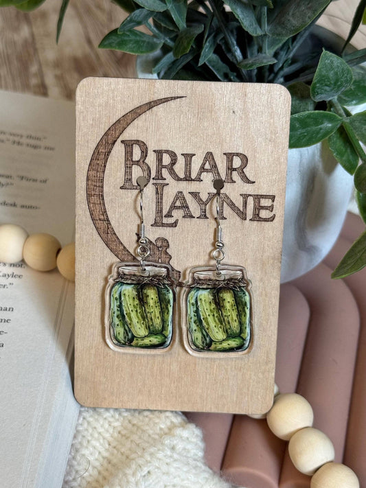 Pickle Themed Jar Earrings for Pickle Lovers