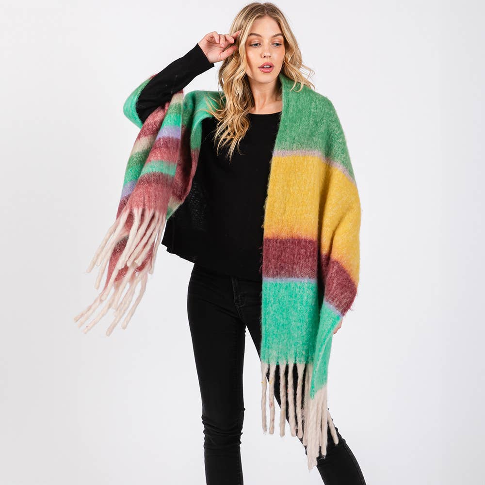 Brushed Multi Color Stripe Scarf
