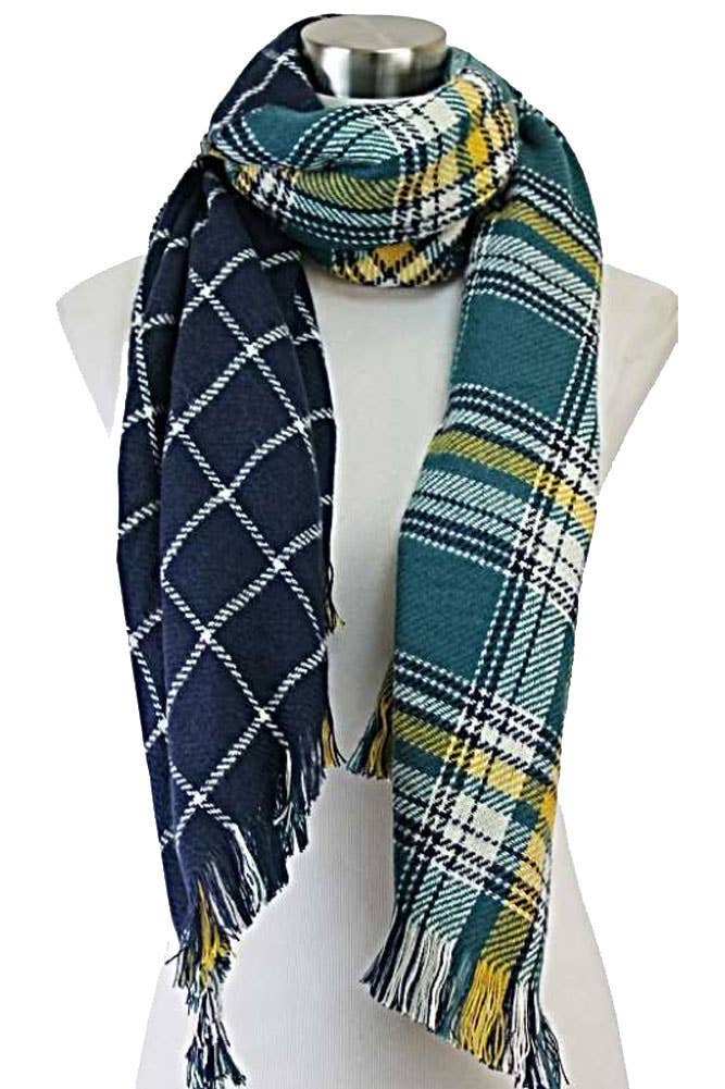 Reversible Plaid Check Pattern Winter Scarf