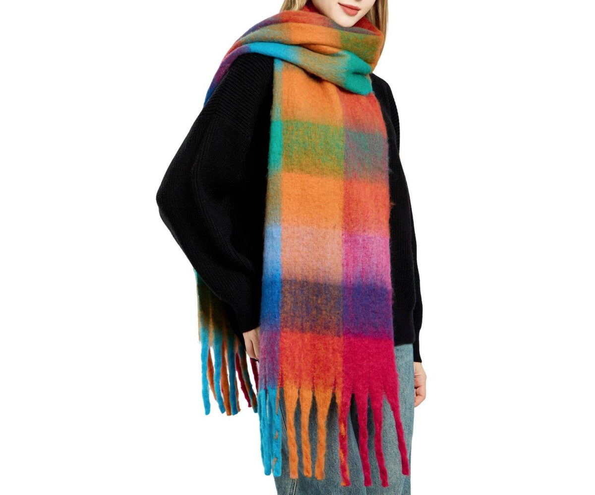 Colorful Plaid Scarf Shawl Scarf