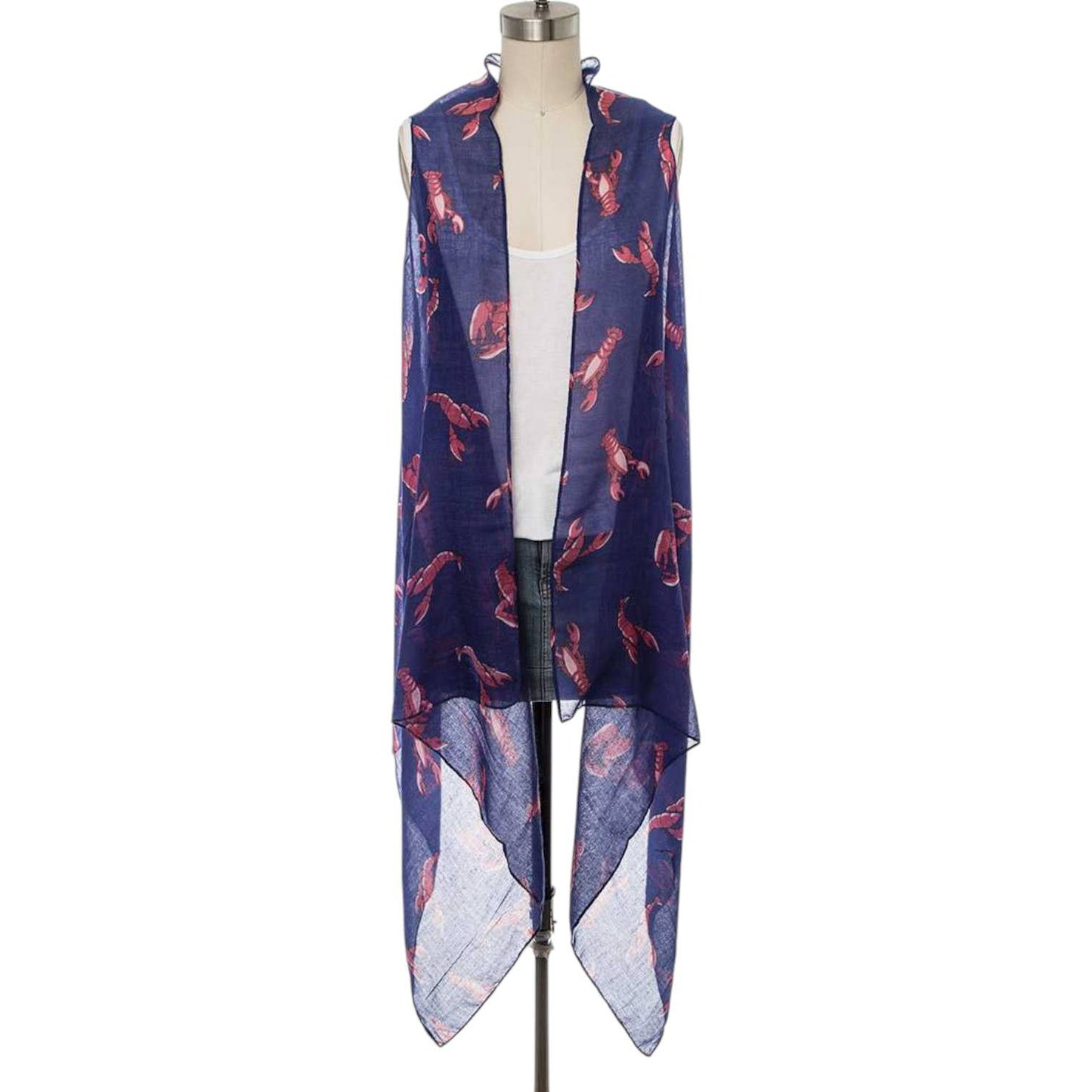 Lobster Printed Light Weight Long Vest