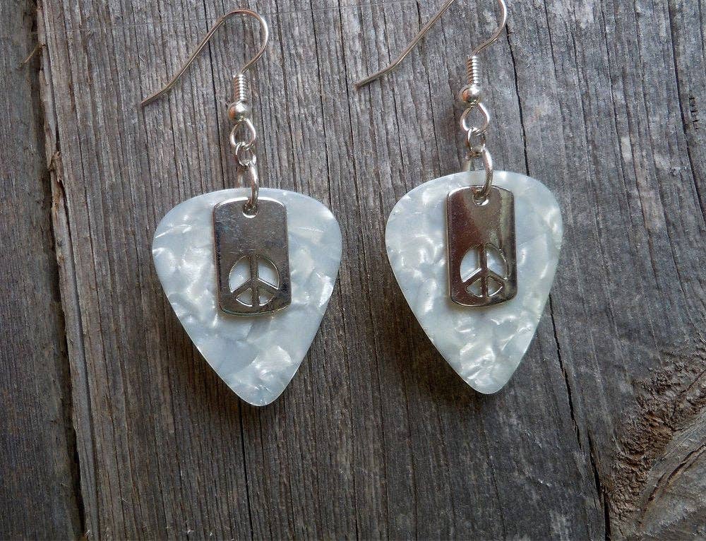 Small Peace Sign Cut Out Charm Earrings