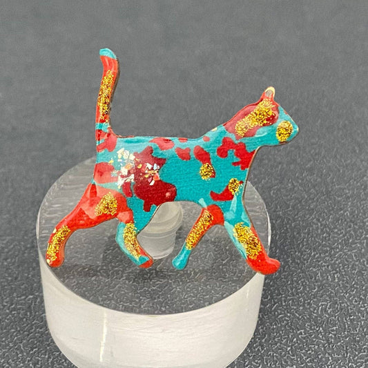 Colored Enamel Cat Brooch