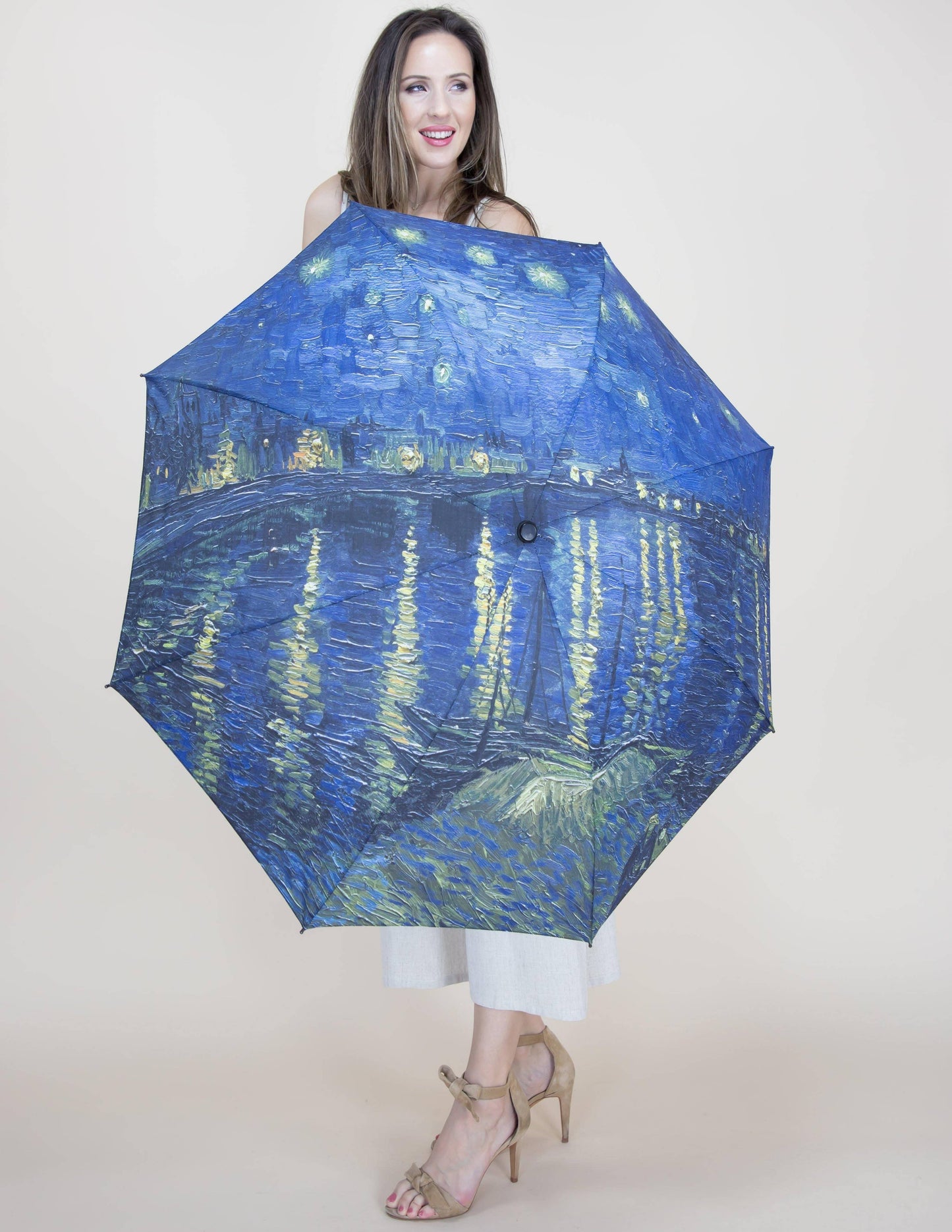 Starry Night Over The Rhone Umbrella