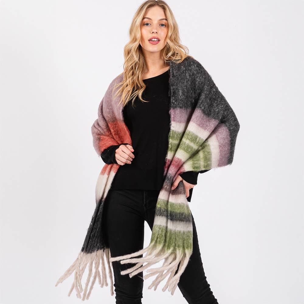 Brushed Multi Color Stripe Scarf