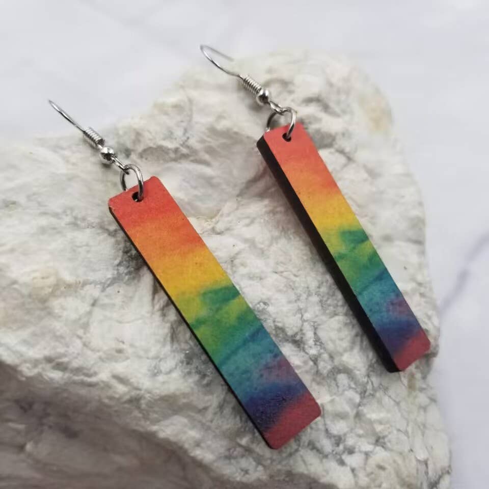 Summer Sunset Bar Wood Earrings