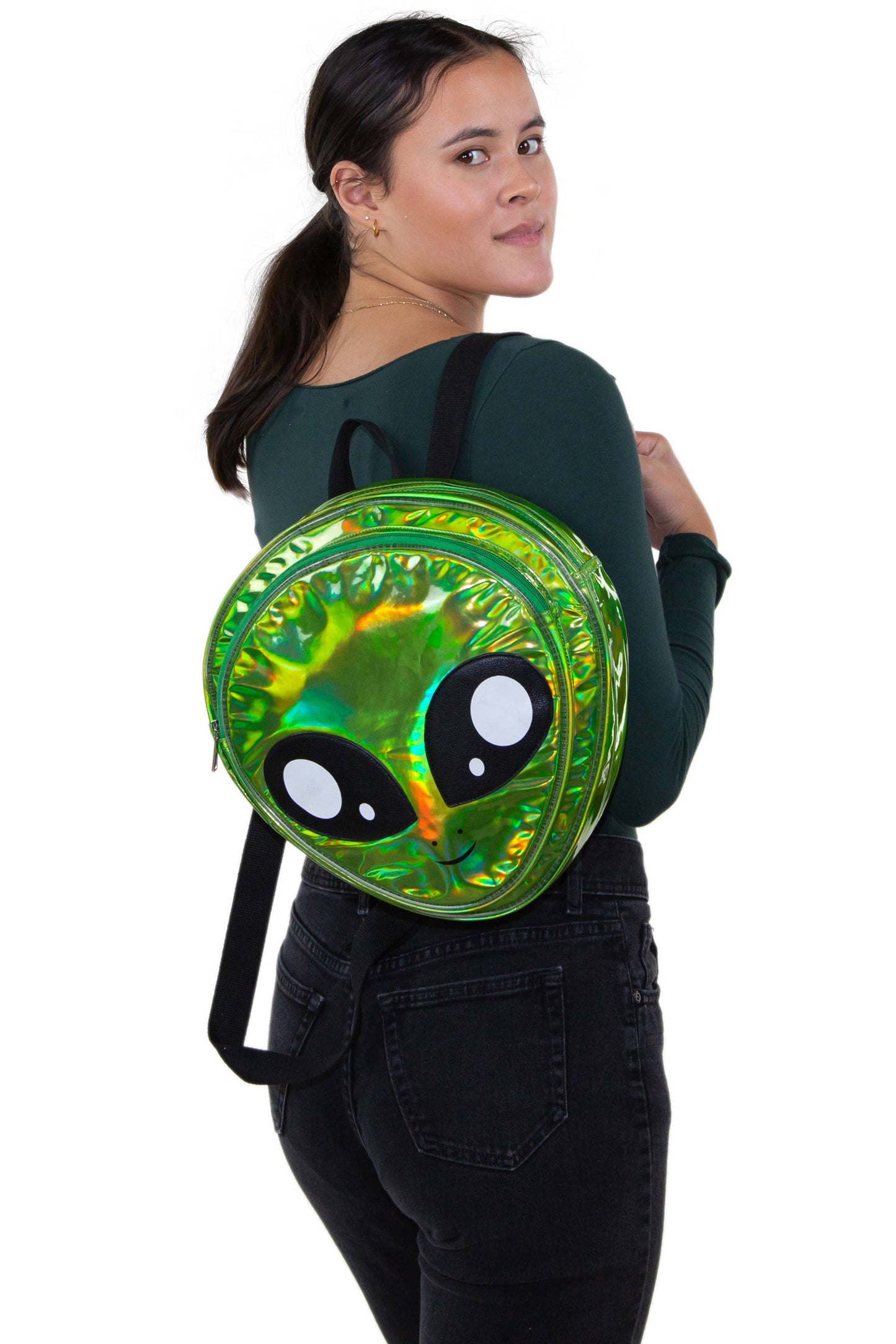 Iridescent Alien Head Backpack