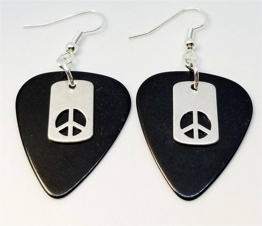 Small Peace Sign Cut Out Charm Earrings