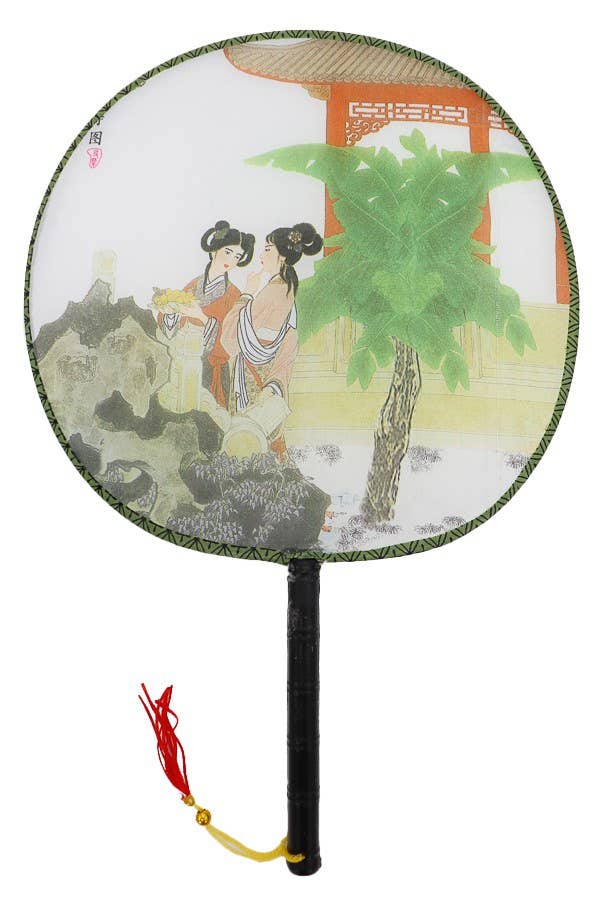 Geisha rim Novelty Hand Held Paddle Fan