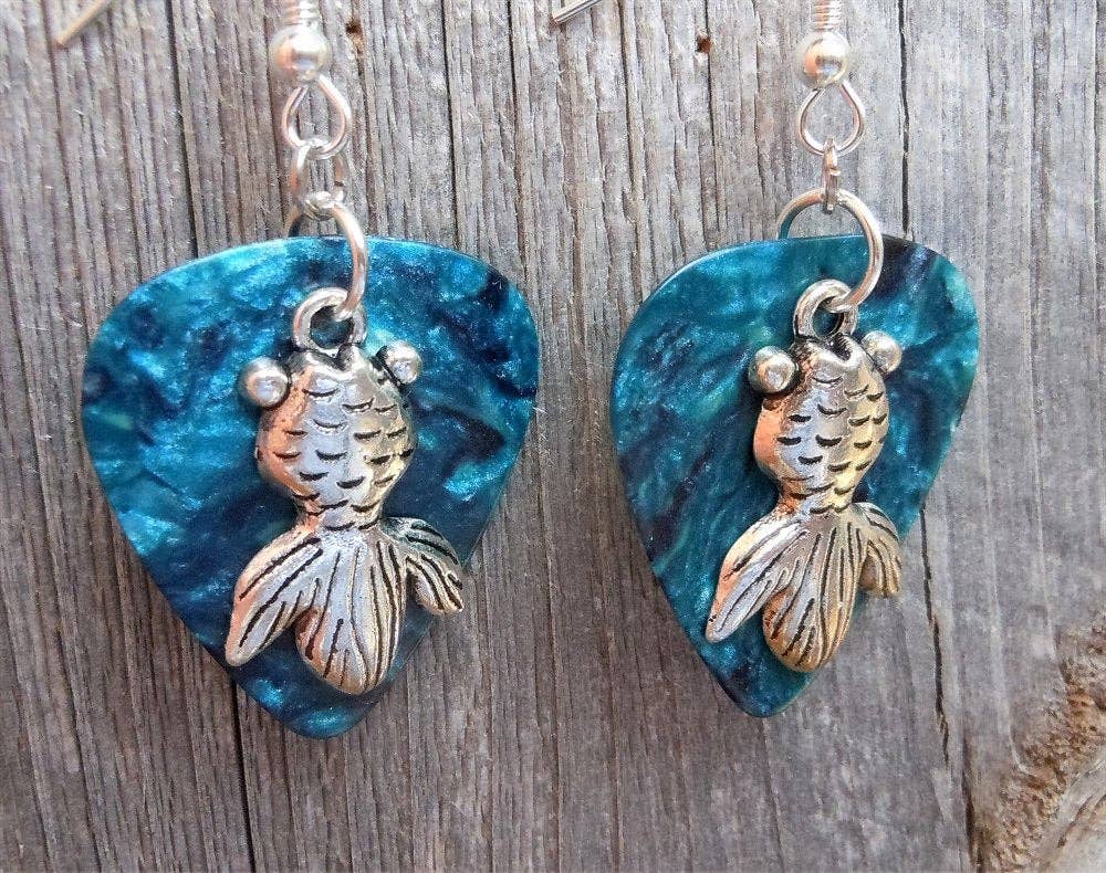 Goldfish Charm Guitar Pick Earrings