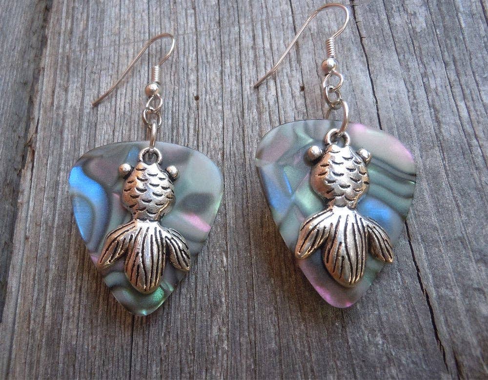 Goldfish Charm Guitar Pick Earrings