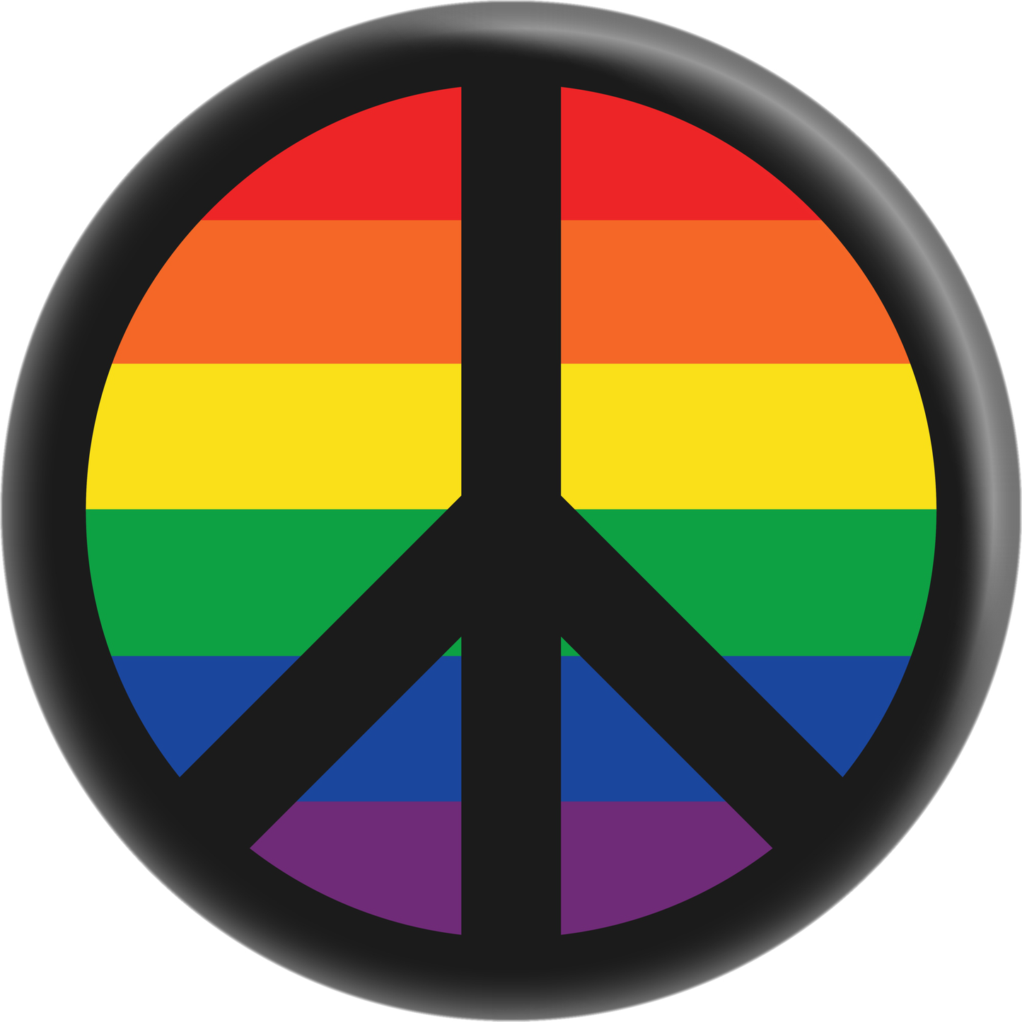 Pin-on Button - 2.25 Inch - Peace Sign - Pride - 2 Variants