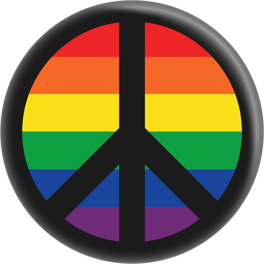 Pin-on Button - 2.25 Inch - Peace Sign - Pride - 2 Variants
