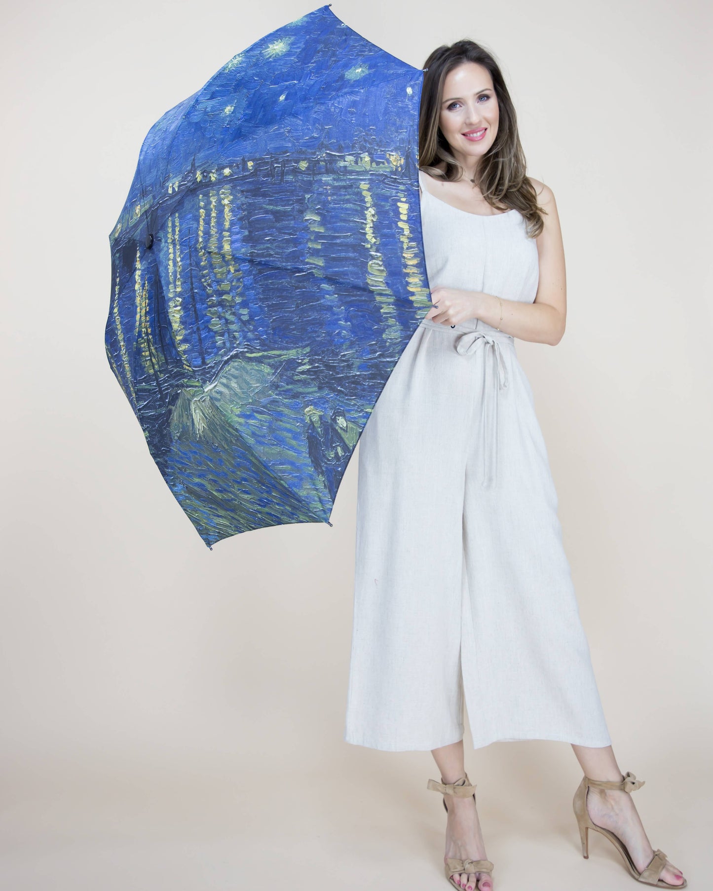 Starry Night Over The Rhone Umbrella