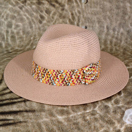 Multi color straw band hat