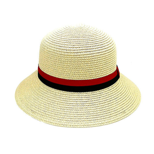 Green Paper Straw Bowler Hat