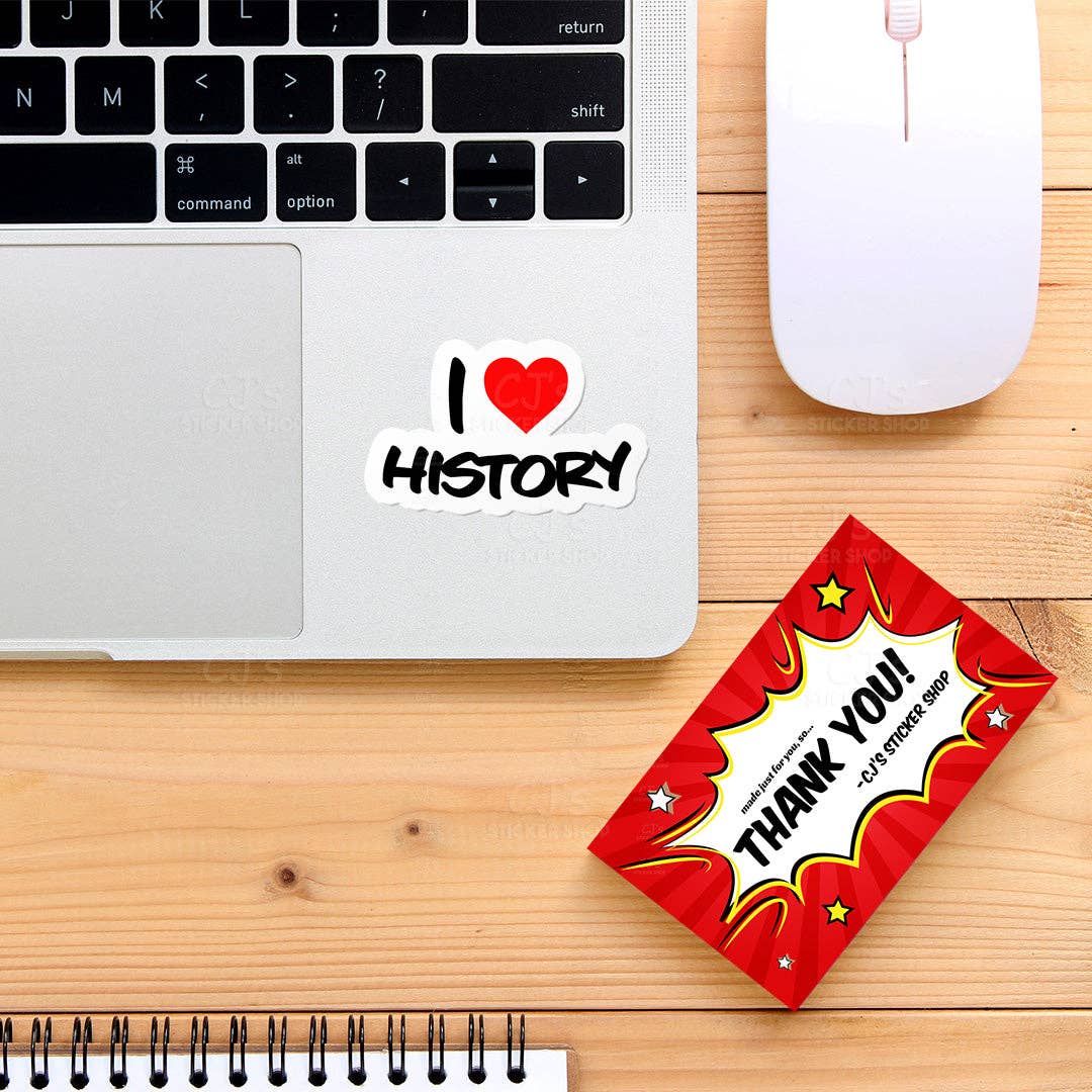 I Love History Sticker Vinyl Decal