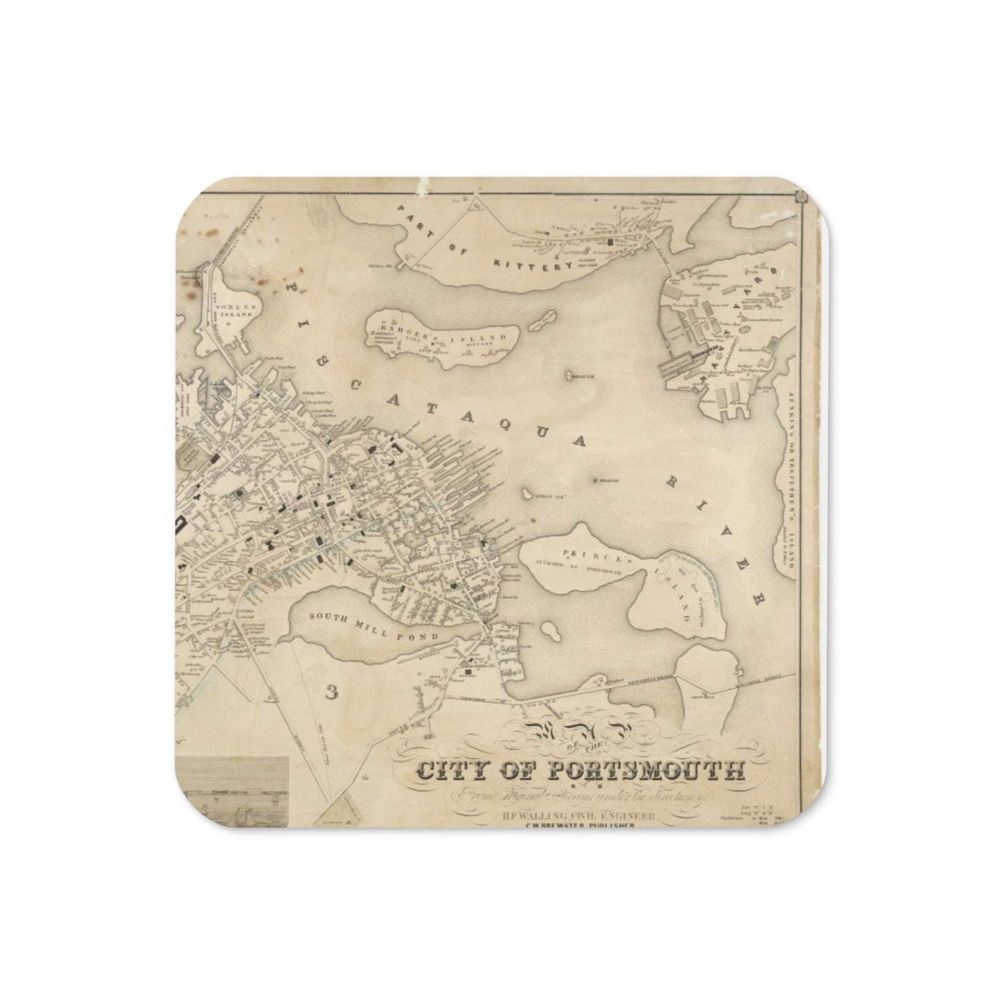 City of Portsmouth cork-back coaster