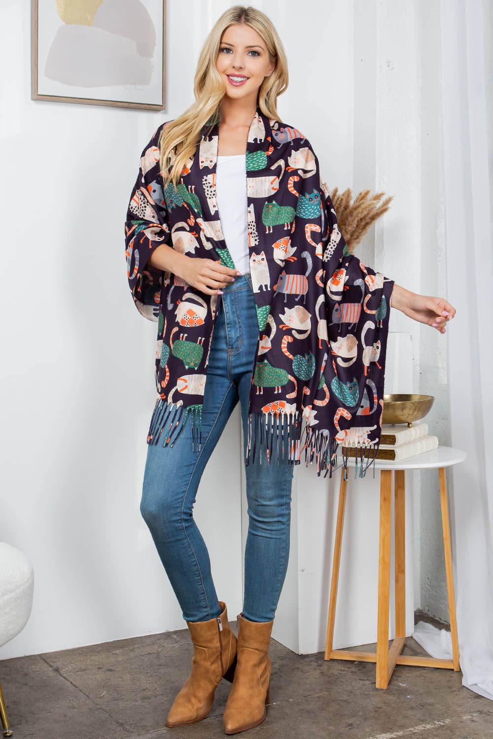 Cat print scarf