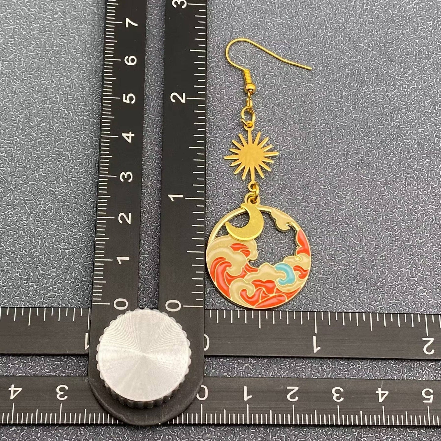 Enamel Cloud Golden Star Moon Dangle Earrings