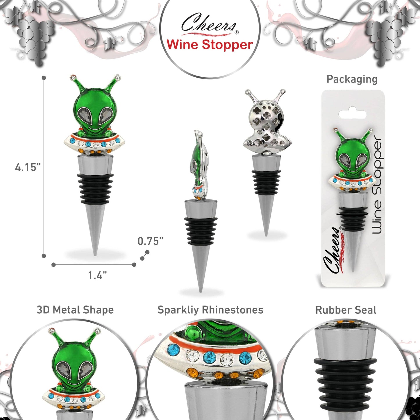Cheers - Sparkling Wine Stopper - Alien In Space Ship