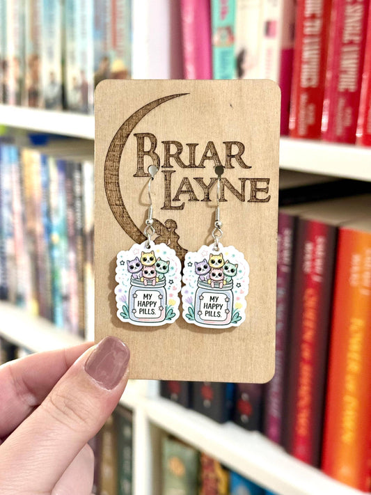 Cat & Book Themed Earrings for Cat Lovers