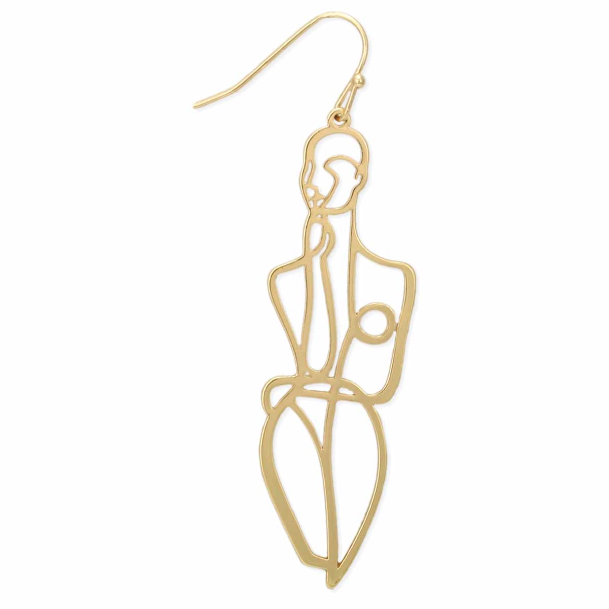 Abstract Nude Gold Figure Earrings