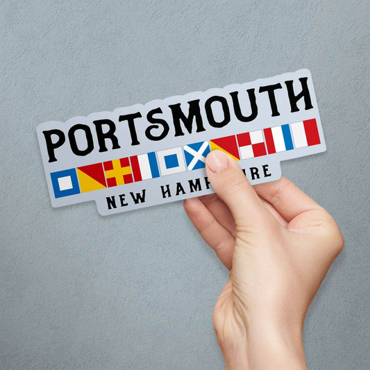 Portsmouth NH Nautical Flags Large Vinyl Bumper Sticker