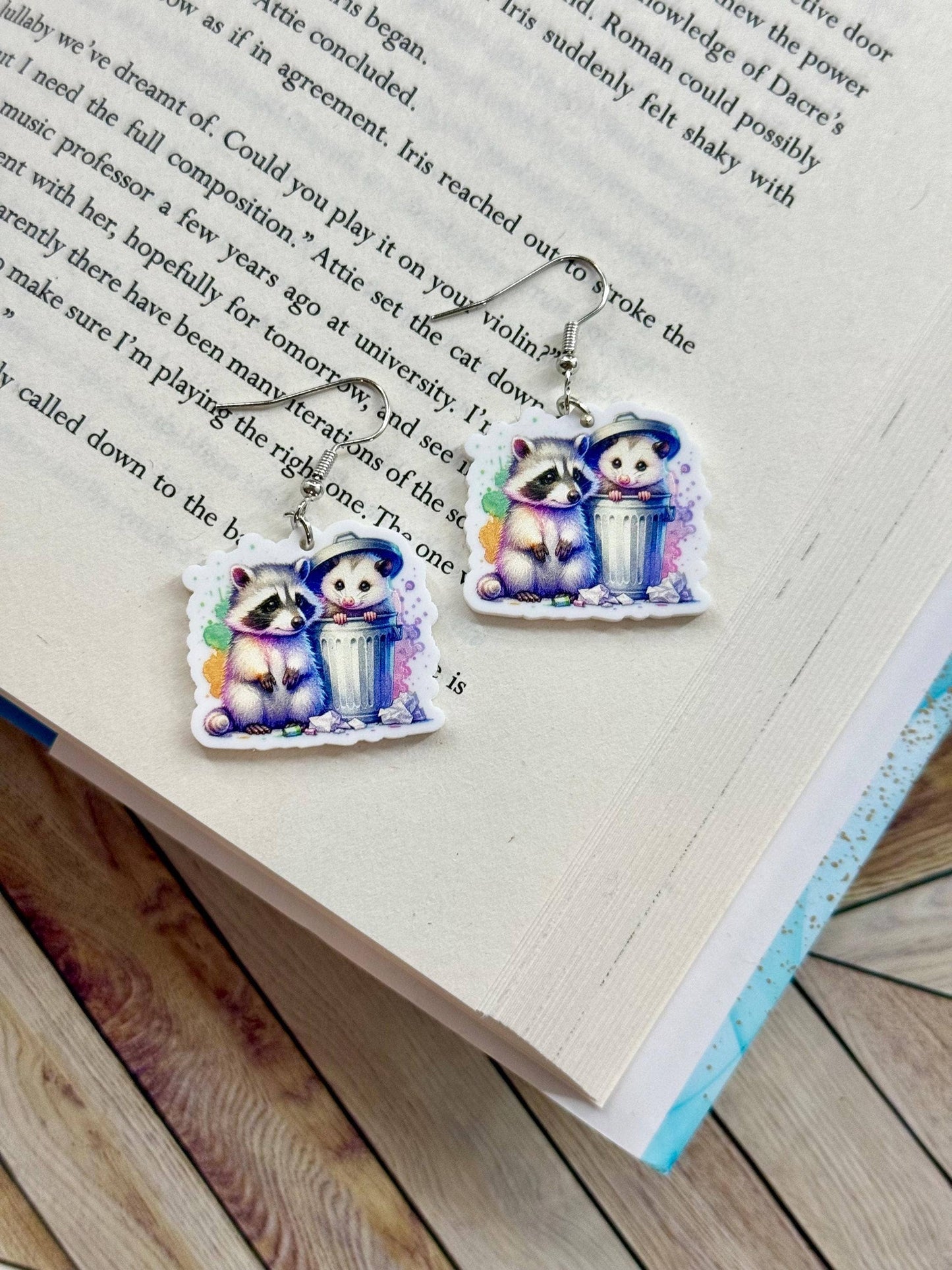 Raccoon & Possum Themed Rainbow Earrings
