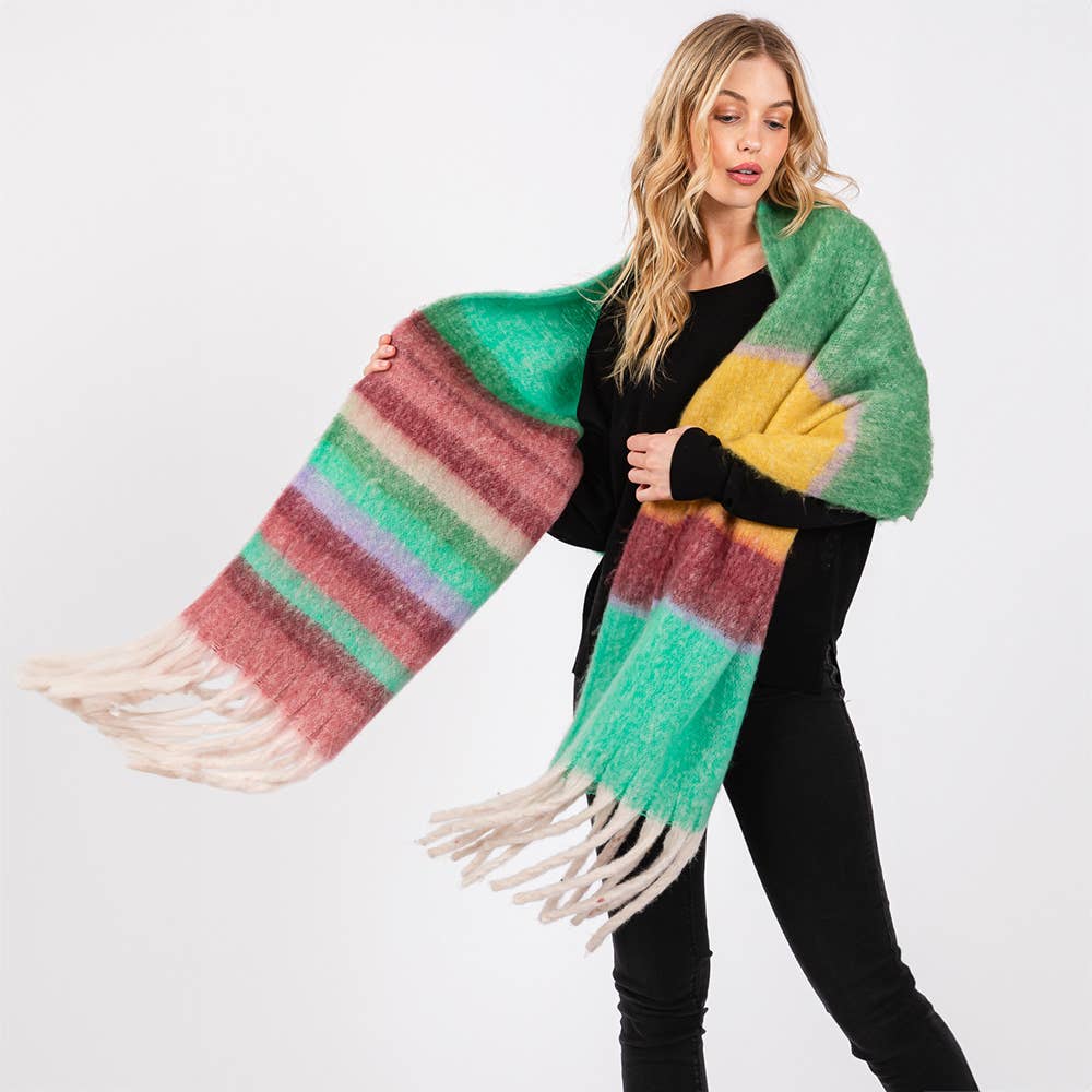 Brushed Multi Color Stripe Scarf