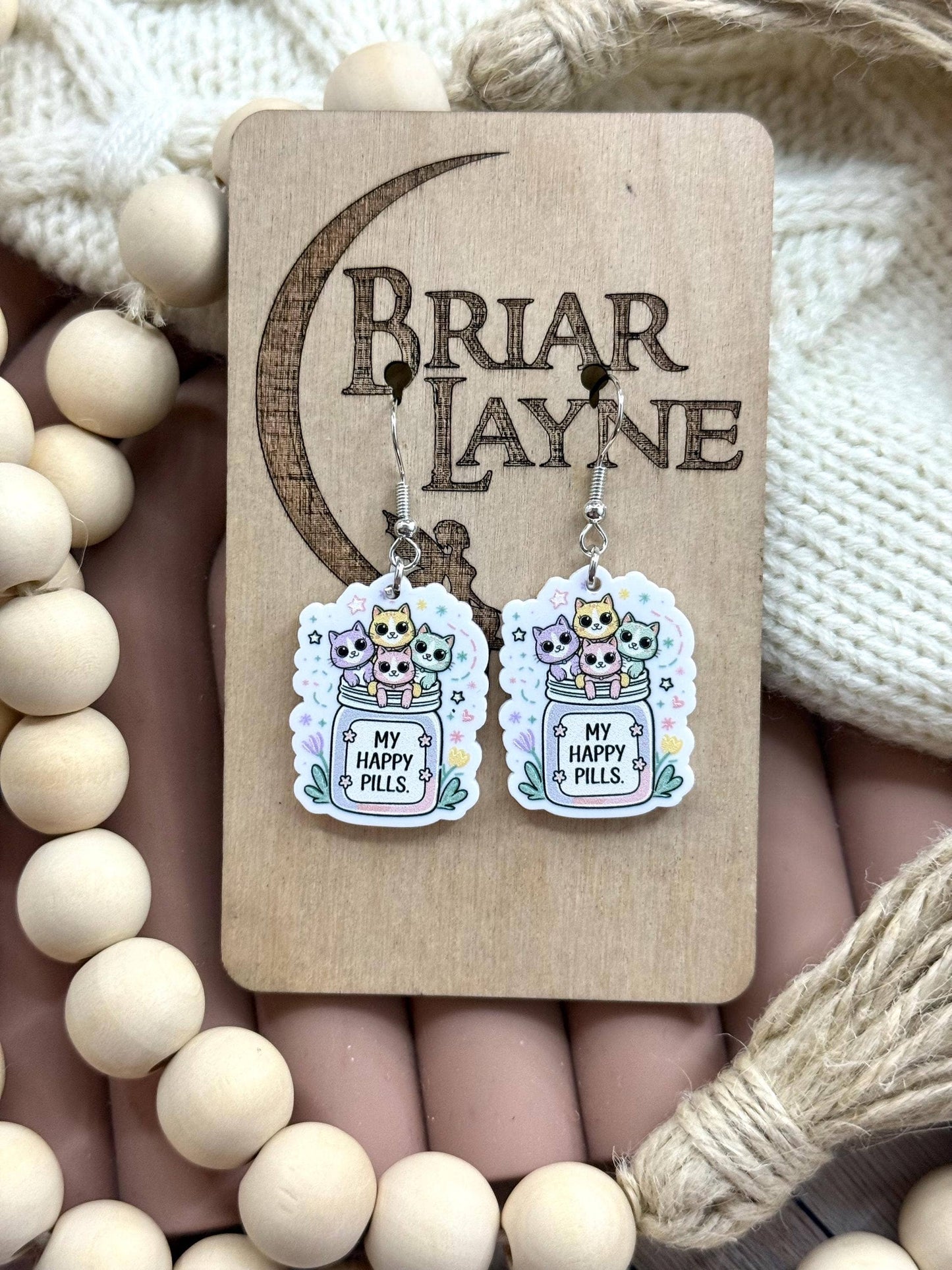 Cat & Book Themed Earrings for Cat Lovers