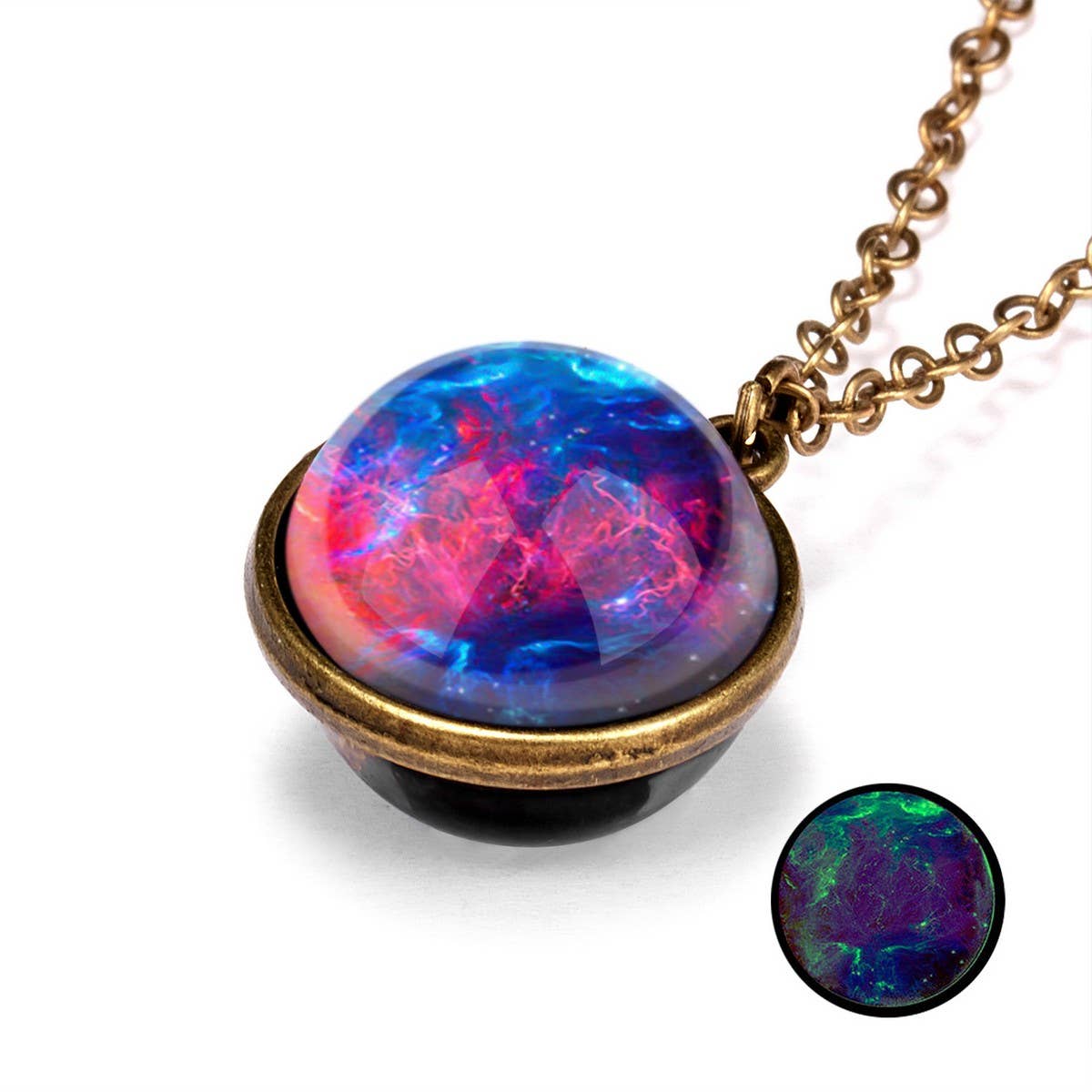 Double sided universe starry night necklace