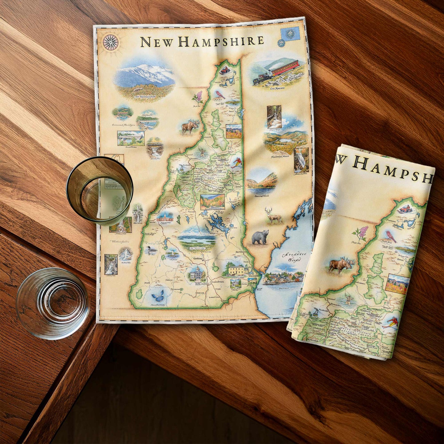 New Hampshire State Map Kitchen Towel