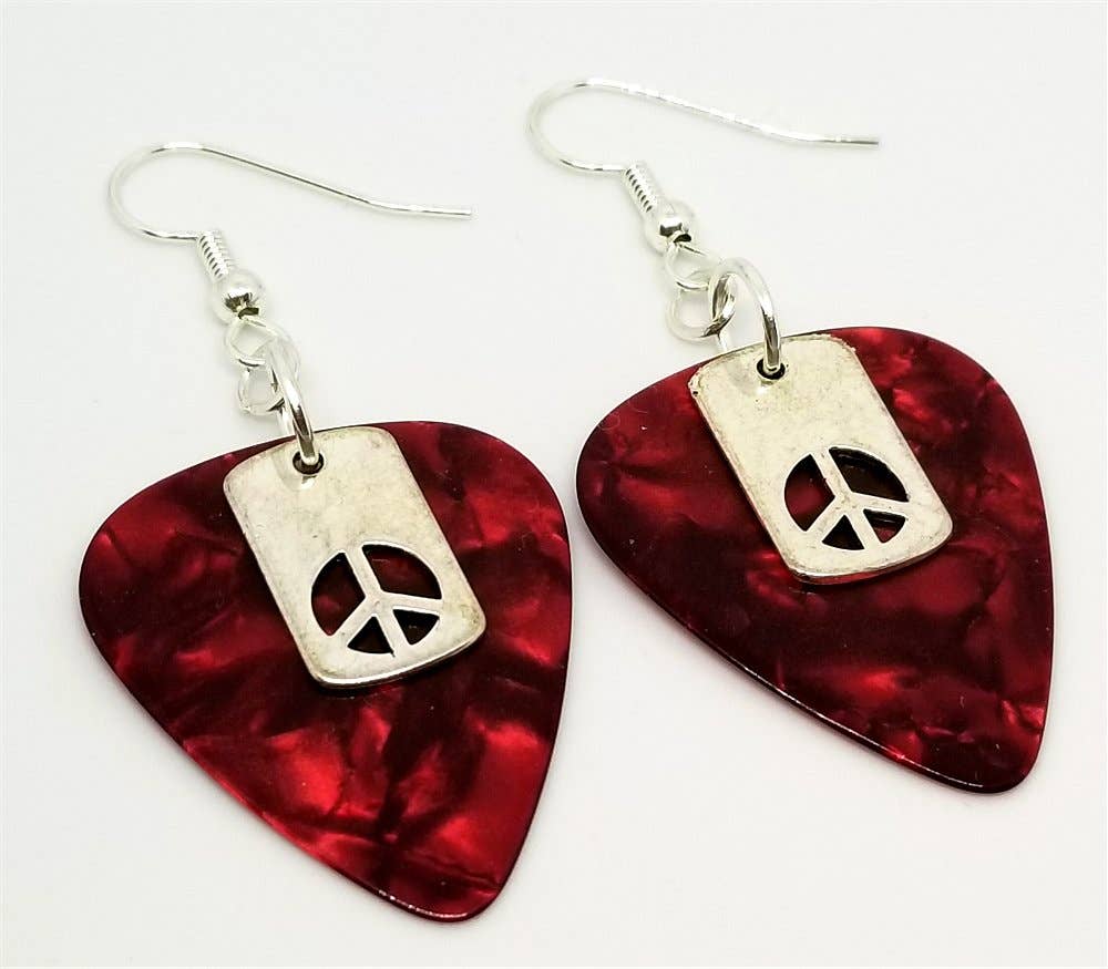 Small Peace Sign Cut Out Charm Earrings