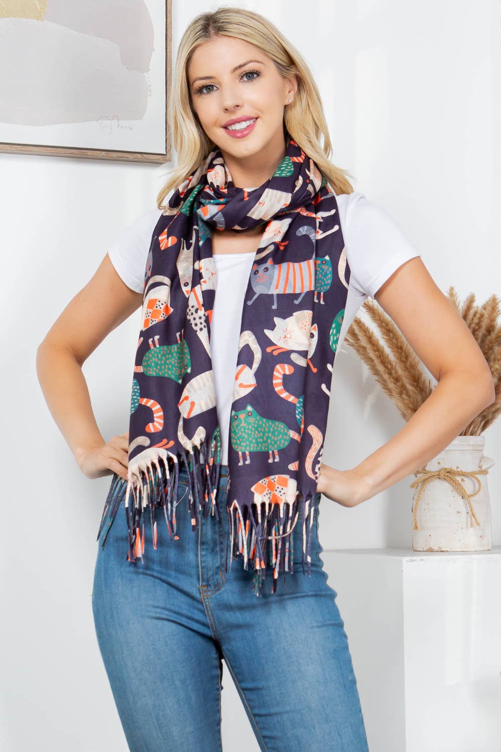 Cat print scarf