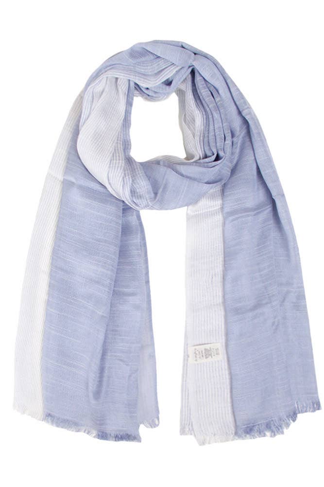 Two Tone Stripe Textured Oblong Scarf
