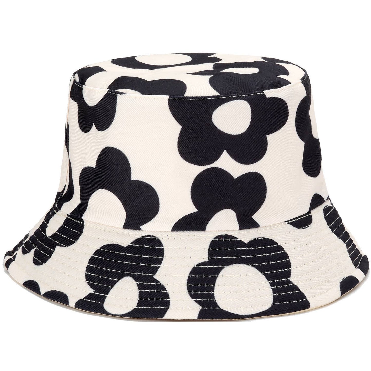 Blk and Wh flower bucket hat