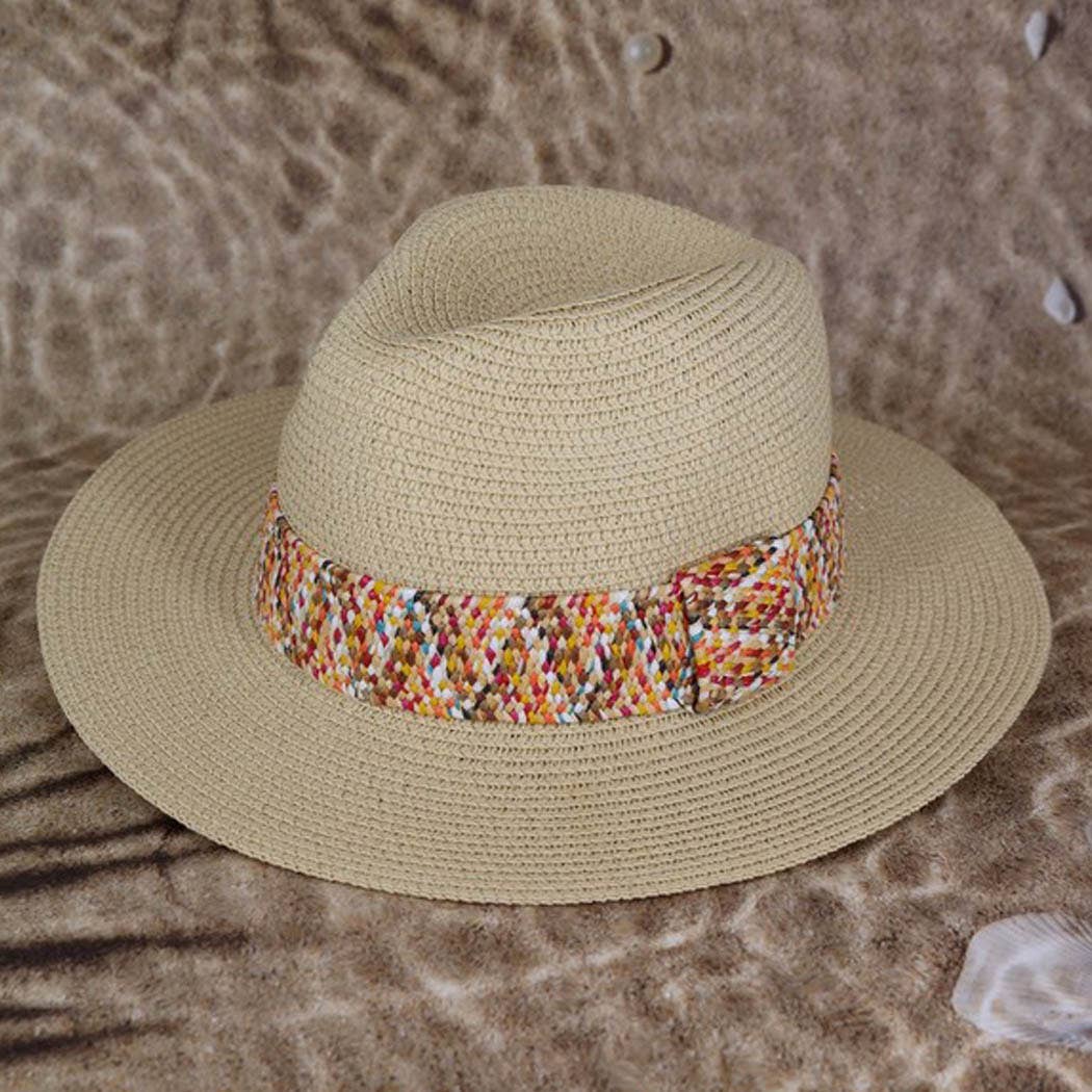 Multi color straw band hat