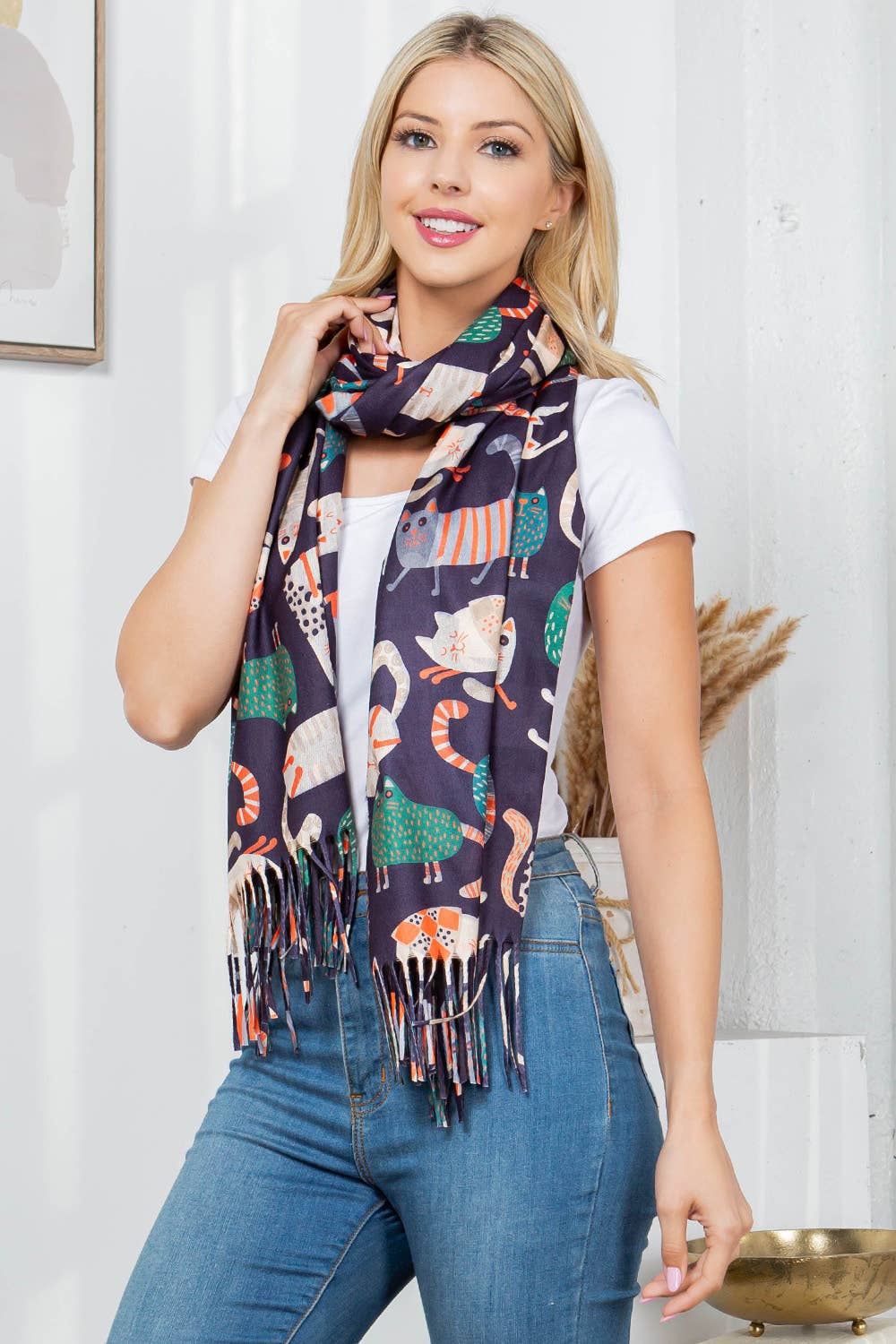 Cat print scarf